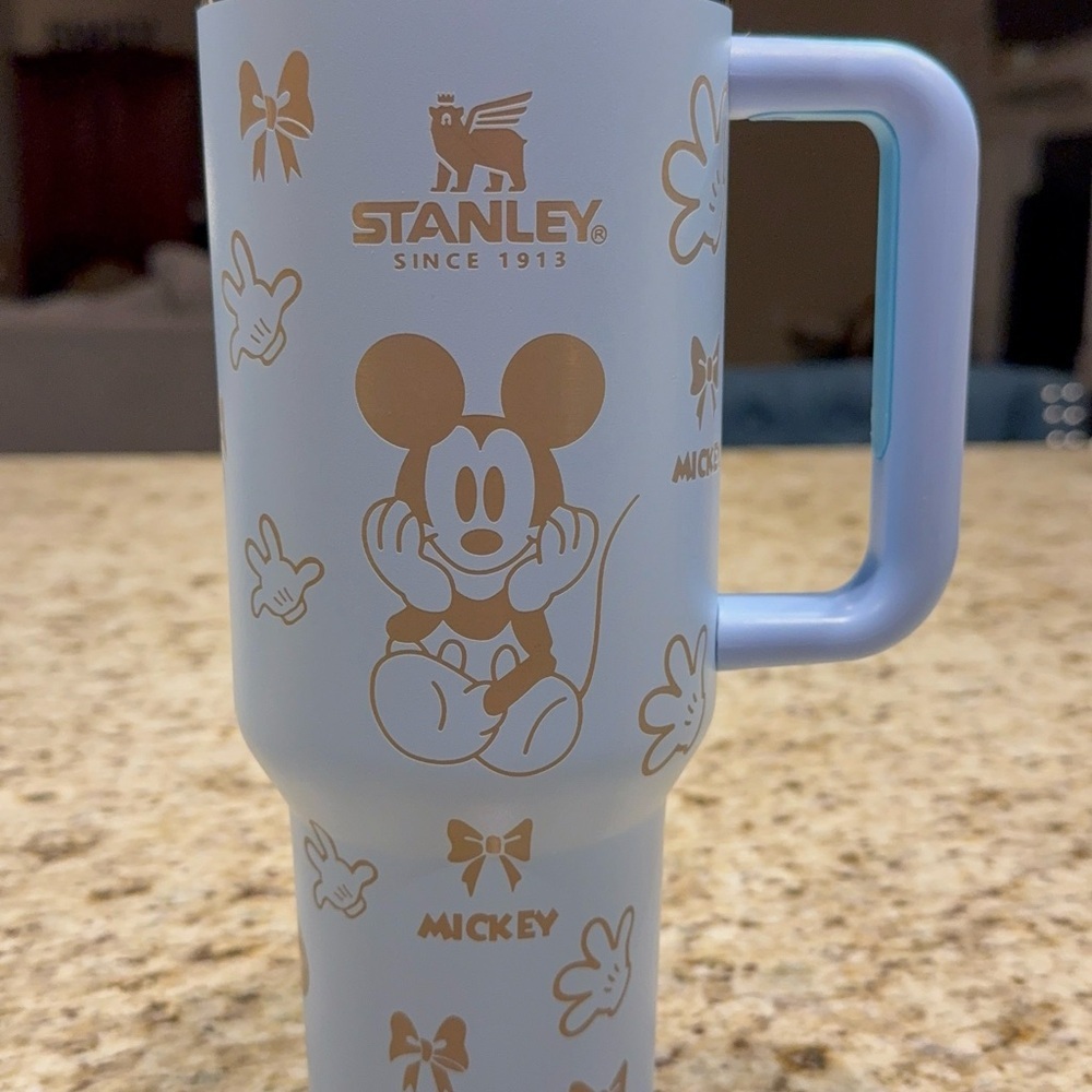 Stanley Light Blue with Chrome Accents Custom Engraved Mickey Mouse Tumbler